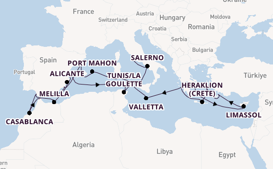Mediterranean Sea from Athens (Piraeus), Greece with the Allura