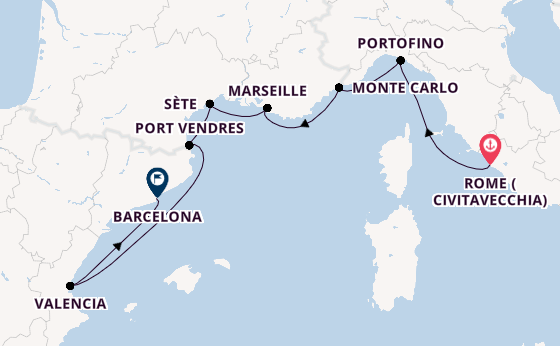 Western Mediterranean from Rome (Civitavecchia), Italy with the Seabourn Ovation 
