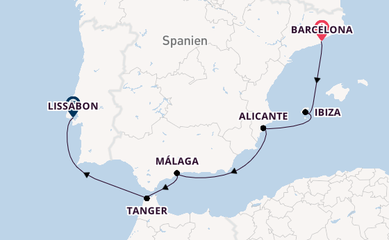 Westliches Mittelmeer ab Barcelona, Spanien auf der Oosterdam