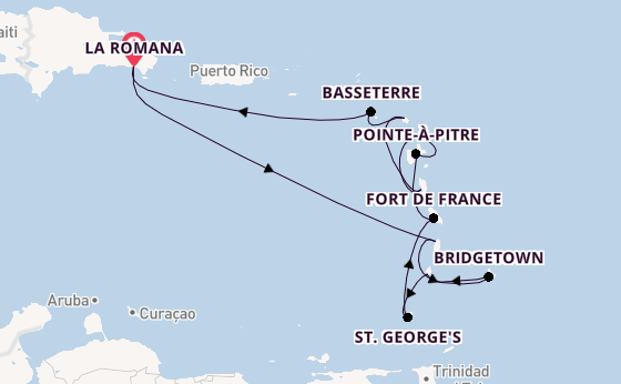 Südliche Karibik ab La Romana, Dominikanische Republik auf der Mein Schiff 2