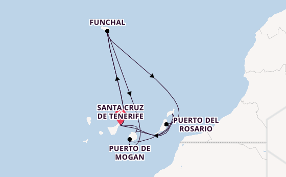 Canary Islands from Santa Cruz de Tenerife, Spain with the Azura
