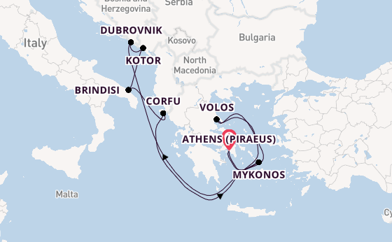 Eastern Mediterranean from Athens (Piraeus), Greece with the EXPLORA II