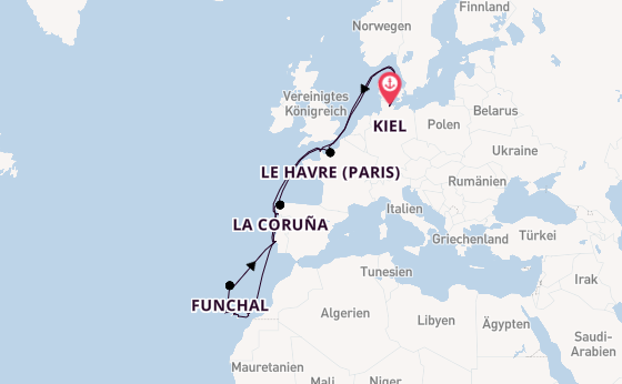 Kanarische Inseln ab Kiel, Deutschland auf AIDAperla