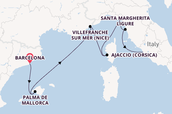 Westelijke Middellandse Zee vanaf Barcelona, Spanje met de Voyager of the Seas
