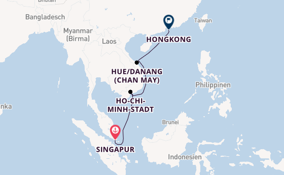 Südostasien ab Singapur, Singapur auf der Azamara Pursuit