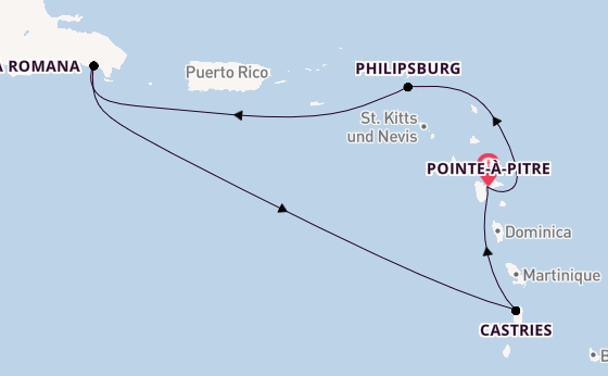 Karibik ab Pointe-à-Pitre, Guadeloupe auf der Costa Fascinosa
