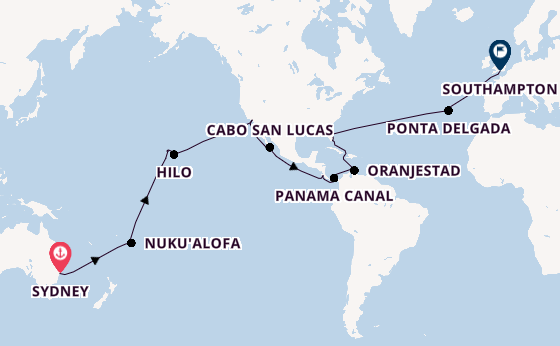 World Cruise from Sydney, Australia with the Queen Elizabeth