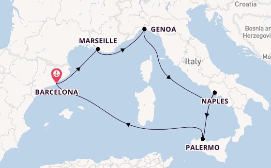 Western Mediterranean from Barcelona, Spain with the MSC Seaview