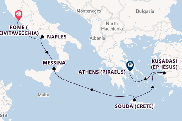 Mediterranean Sea from Rome (Civitavecchia), Italy with the Viking Jupiter