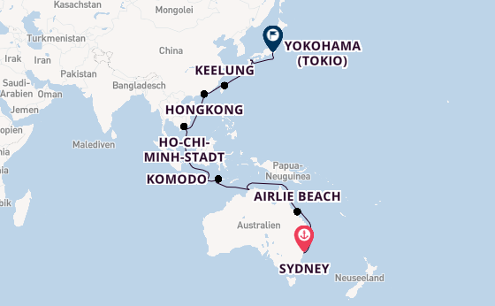 Australien ab Deutschland auf der Silver Moon