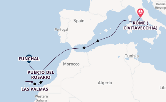 Canary Islands from Rome (Civitavecchia), Italy with the MSC Fantasia