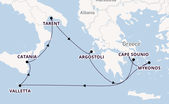 Mediterranean from Piraeus (Athens), Greece with the Costa Serena