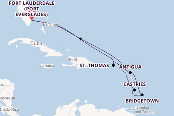 Caribbean from Fort Lauderdale (Port Everglades), Florida, USA with the Enchanted Princess