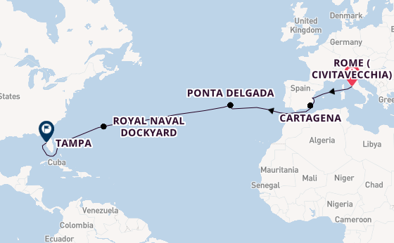 Transatlantic from Rome (Civitavecchia), Italy with the Brilliance of the Seas