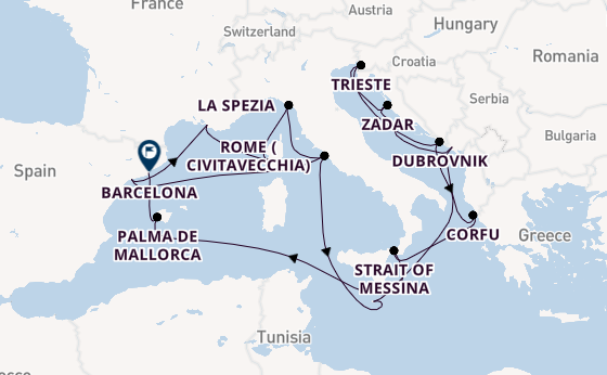 Mediterranean from Rome (Civitavecchia), Italy with the Queen Elizabeth