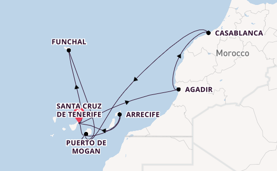 Canary Islands from Santa Cruz de Tenerife, Spain with the Azura