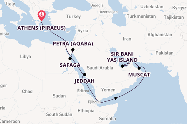 Middle East from Athens (Piraeus), Greece with the Seven Seas Voyager