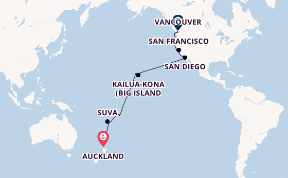 Transpazifik ab Auckland, Neuseeland auf der Royal Princess