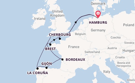 Engeland vanaf Hamburg, Duitsland met AIDAbella