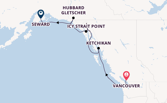 Alaska ab Vancouver, Kanada auf der Silver Moon