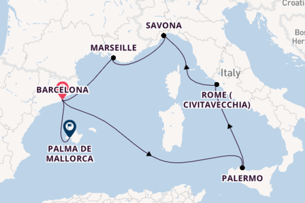 Western Mediterranean From Barcelona with the Costa Toscana