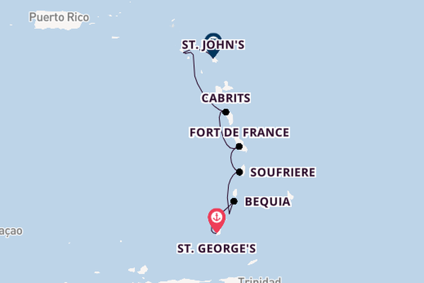 Südliche Karibik ab St. George's, Grenada auf der Star Clipper