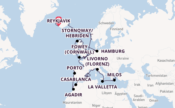 Mittelmeer ab Reykjavik, Island auf der Marina