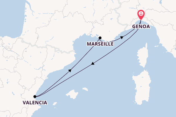 Western Mediterranean from Genoa, Italy with the MSC Seaview