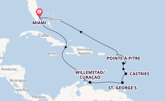 Caribbean from Miami, Florida, USA with the Sirena