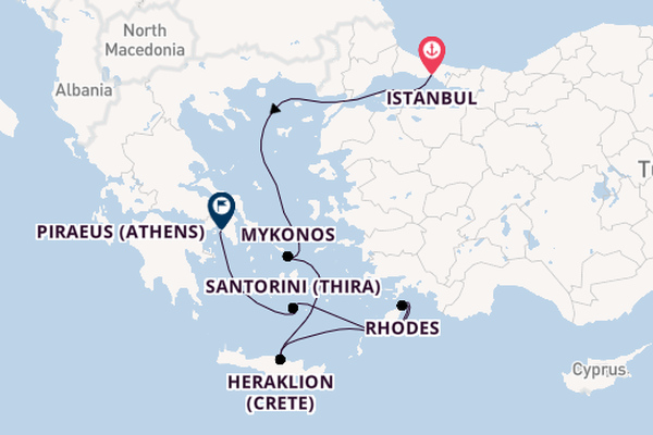 Eastern Mediterranean from Istanbul, Turkey with the Costa Fortuna