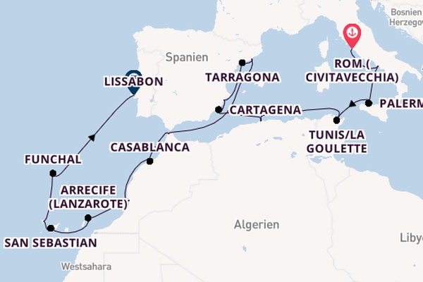 Mittelmeer ab Civitavecchia (Rom), Italien auf der EXPLORA II