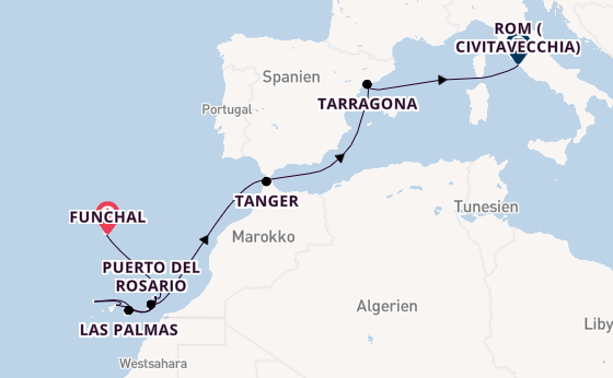Kanarische Inseln ab Funchal, Madeira auf der MSC Fantasia