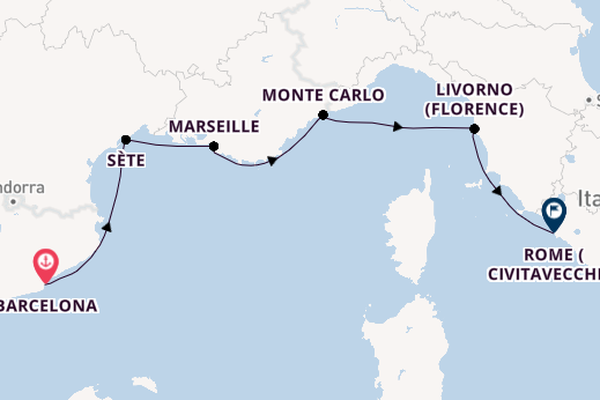 Western Mediterranean from Barcelona, Spain with the Viking Star