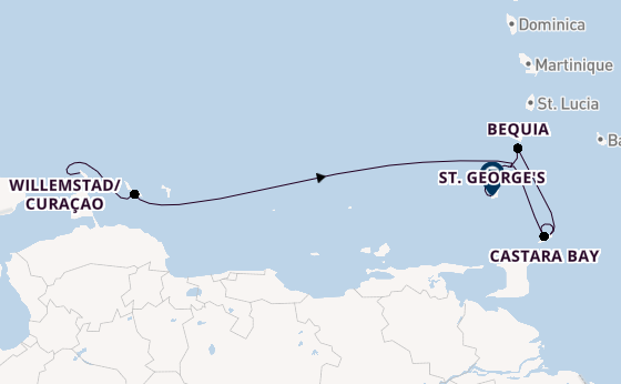 Südliche Karibik ab Oranjestad/Aruba, Ndl. Antillen auf der Star Clipper