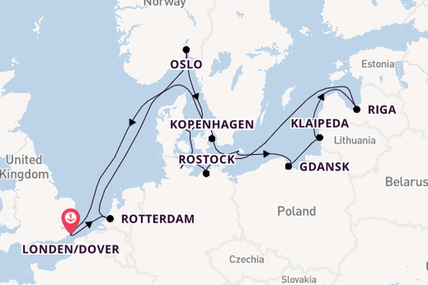 Engeland vanaf Londen/Dover, Groot-Brittannië met de Nieuw Statendam
