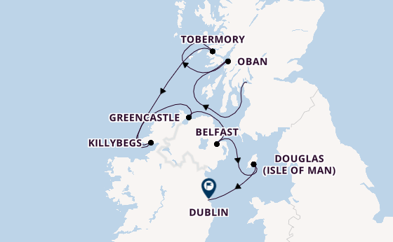 Britse Eilanden vanaf Greenock (Glasgow), Schotland met de Le Laperouse