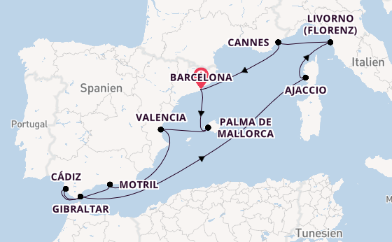 Westliches Mittelmeer ab Barcelona, Spanien auf der Norwegian Dawn