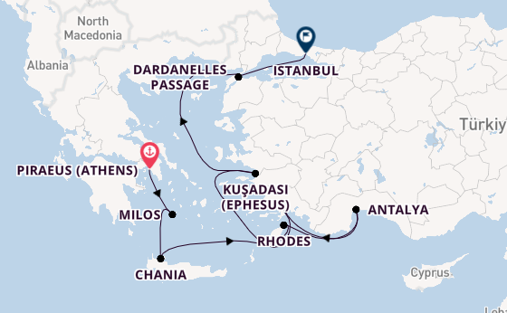 Eastern Mediterranean from Piraeus (Athens), Greece with the Seven Seas Explorer
