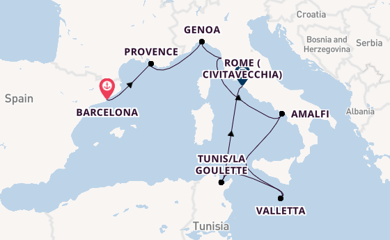 Western Mediterranean from Barcelona, Spain with the Carnival Sunshine