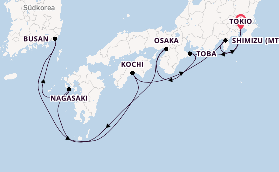 Japan ab Tokio, Japan auf der Diamond Princess