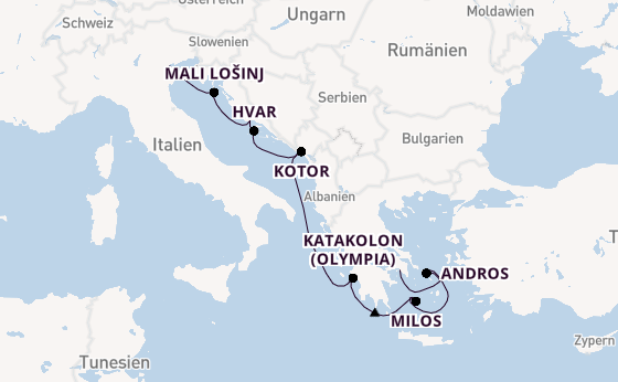 Östliches Mittelmeer ab Venedig, Italien auf der Star Clipper