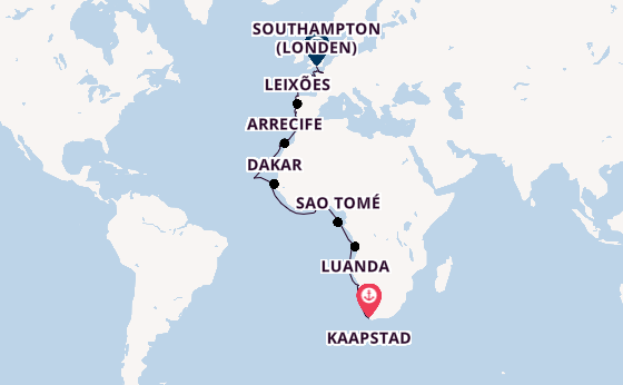 Afrika vanaf Kaapstad, Zuid-Afrika met de Seabourn Quest