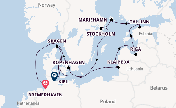 Europa vanaf Bremerhaven, Duitsland met de Amera