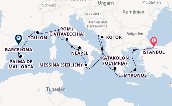 Mittelmeer ab Istanbul, Türkei auf der Allura 