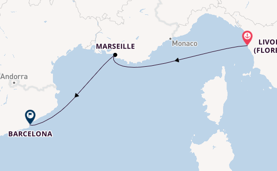 Western Mediterranean from Livorno (Florence), Italy with the MSC Meraviglia