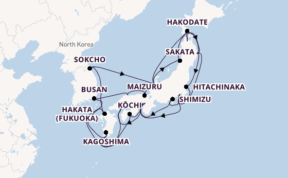 Japan vanaf Yokohama (Tokio), Japan met de Noordam