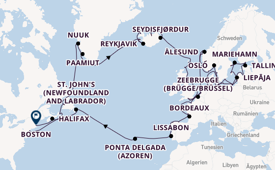 Transatlantik ab New York auf der Aurelia