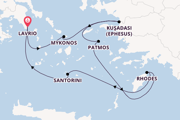 Eastern Mediterranean from Lavrio, Greece with the Celestyal Discovery