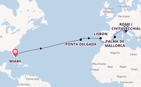Transatlantic from Miami, Florida, USA with the Norwegian Sun