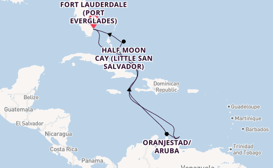 Caribbean from Fort Lauderdale (Port Everglades), Florida, USA with the Oosterdam